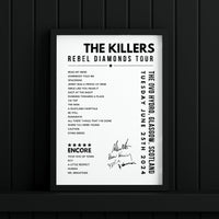 The Killers Setlist Poster - The OVO Hydro, Glasgow - June 25th, 2024
