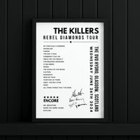 The Killers Setlist Poster - The OVO Hydro, Glasgow - June 26th, 2024
