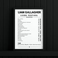 Liam Gallagher Setlist Poster - Leeds Festival - August 23rd, 2024