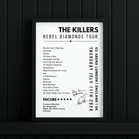 The Killers Setlist Poster - 02 Arena, London, England on July 11th, 2024