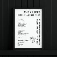The Killers Setlist Poster - 02 Arena, London, England on July 10th, 2024