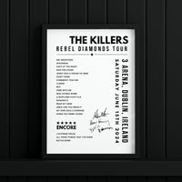 The Killers Setlist Poster - at the 3Arena, Dublin - June 15th, 2024