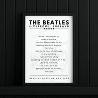 The Beatles Let It Be - Lyric Print Poster