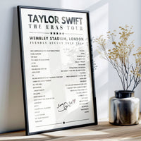 Taylor Swift Setlist Poster - Wembley, London - August 20th, 2024