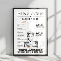 Miley Cyrus Setlist Poster - Ayu Dayclub, Las Vegas - July 4th, 2021