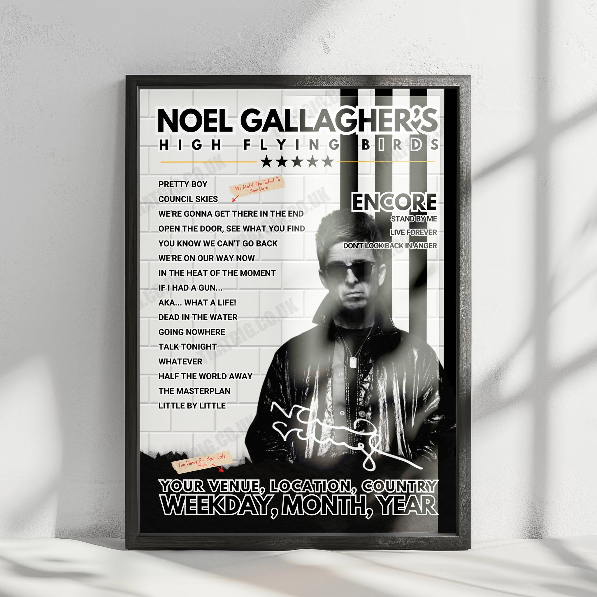 Noel Gallagher’s High Flying Birds Setlist Poster - Warwick Castle - July 21st, 2024