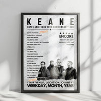 Keane Setlist Poster - Metropolitan Opera House, Philadelphia, PA - September 21st, 2024