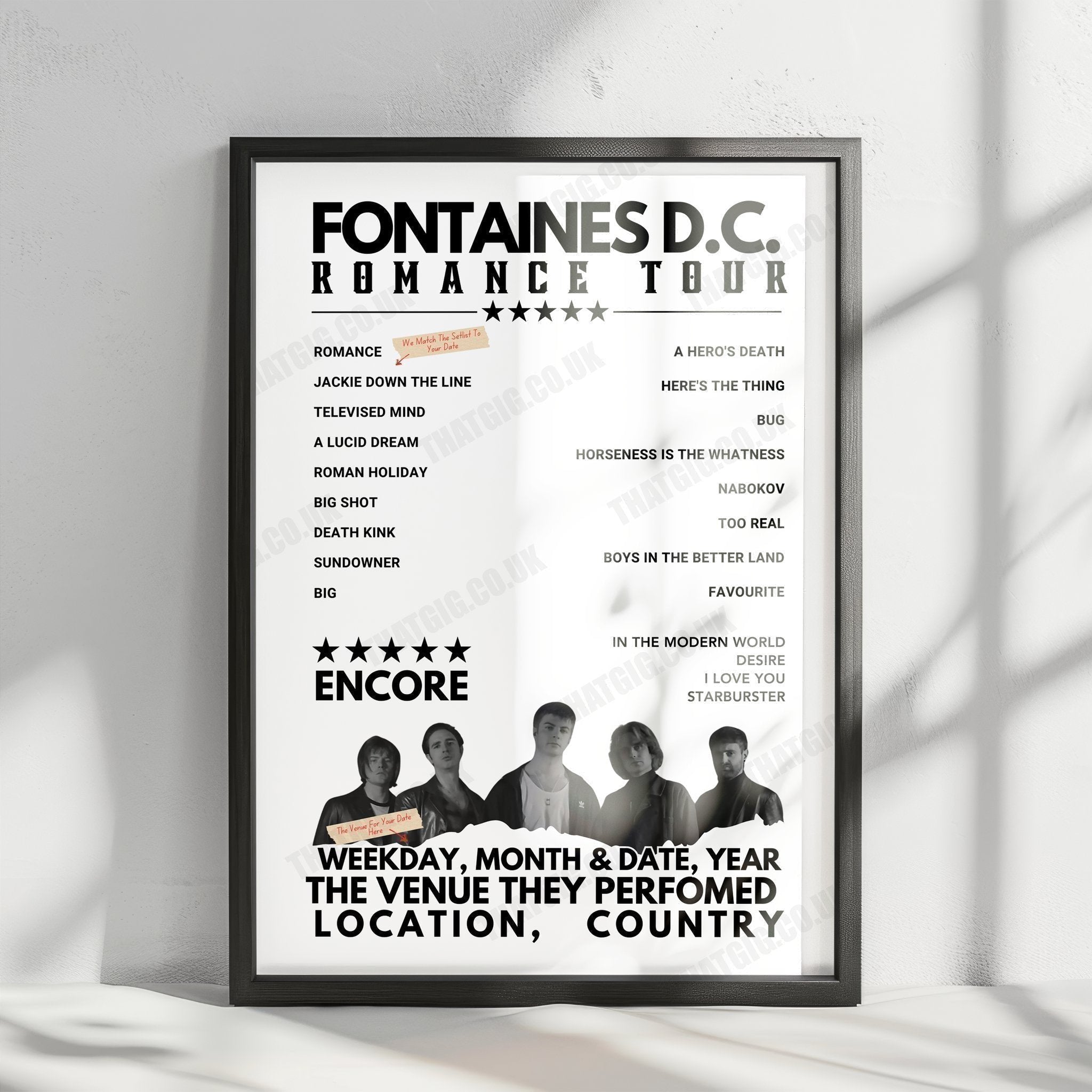 Fontaines D.C. Setlist Poster - Motorpoint Arena, Nottingham, England - November 27th, 2024