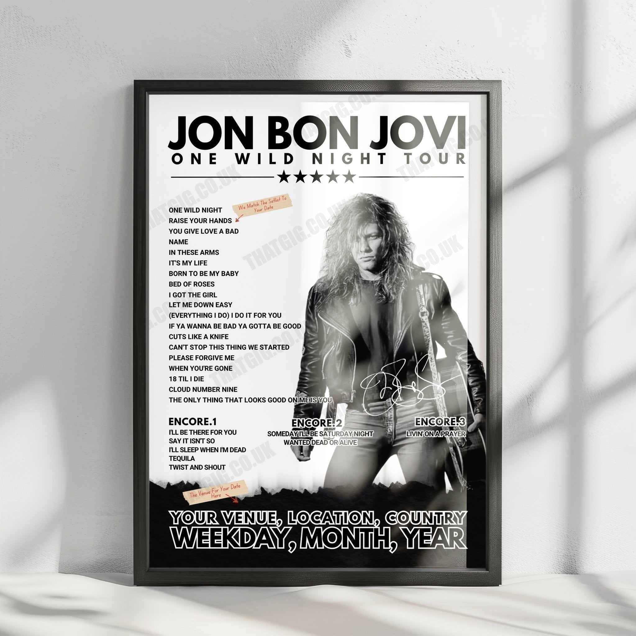 Bon Jovi Setlist Poster - PNC Arena, Raleigh - April 9th, 2022