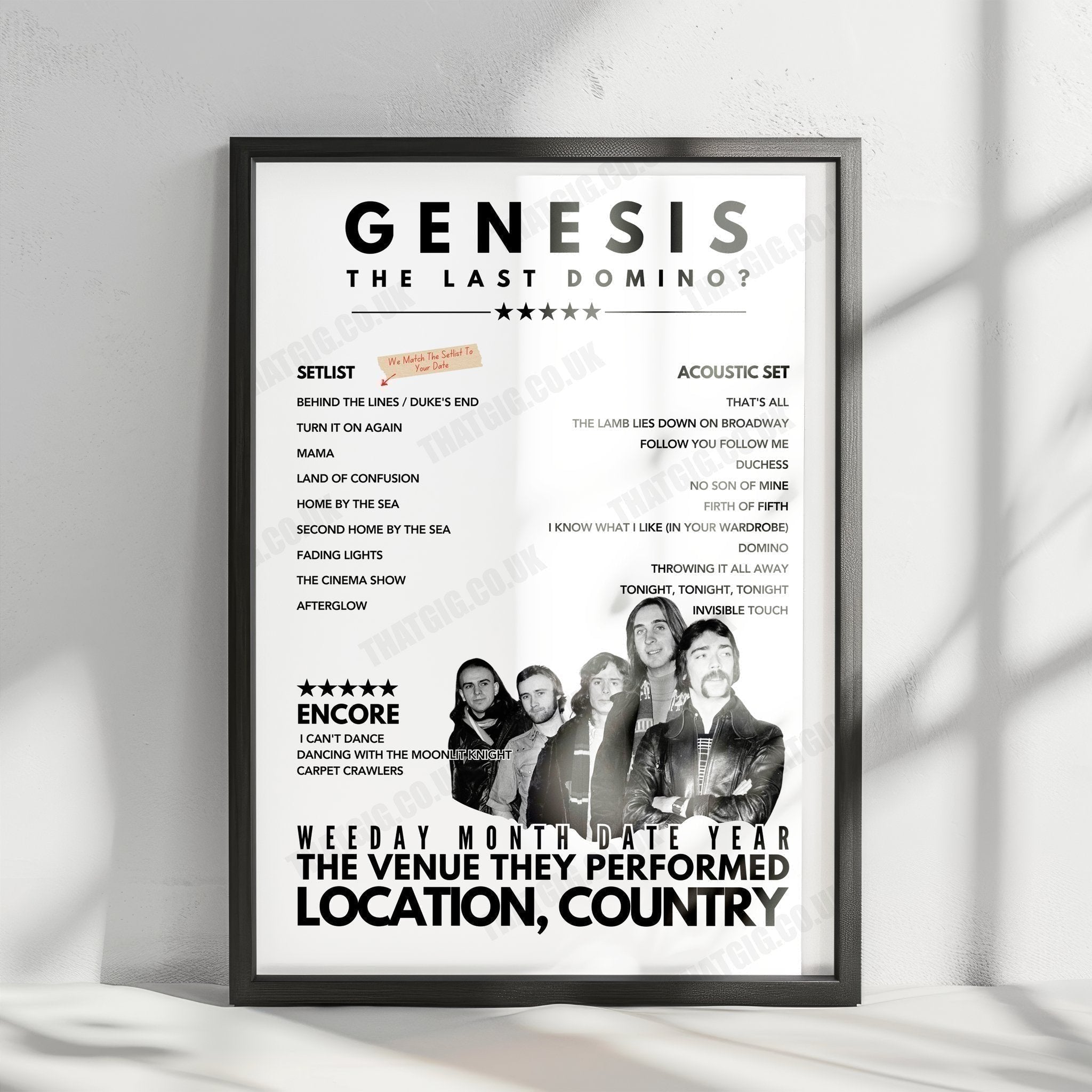 Genesis Setlist Poster - Utilita Arena, Newcastle upon Tyne - October 1st, 2021