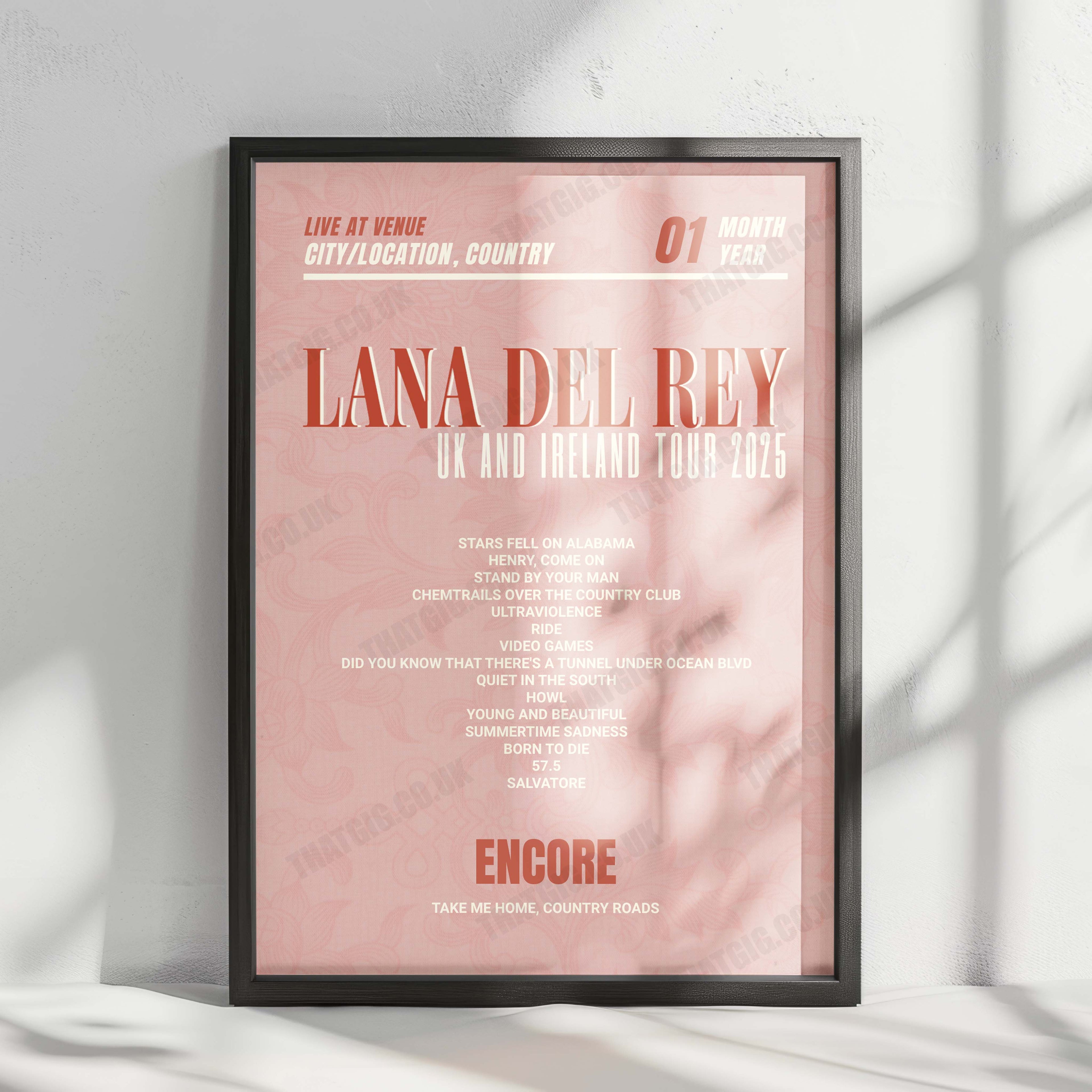 Lana Del Rey Setlist Poster - Anfield, Liverpool - June 28th, 2025