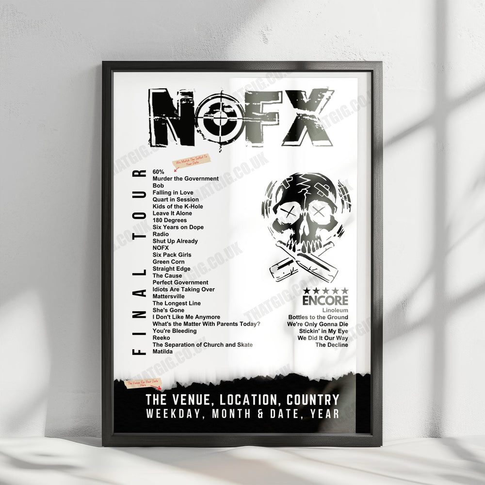 NOFX Setlist Poster - Hamburg, Germany - May 23rd, 2024