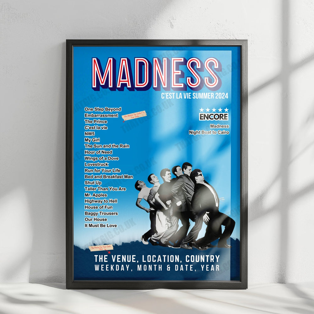 Madness Setlist Poster - Singleton Park, Swansea - July 21st, 2023