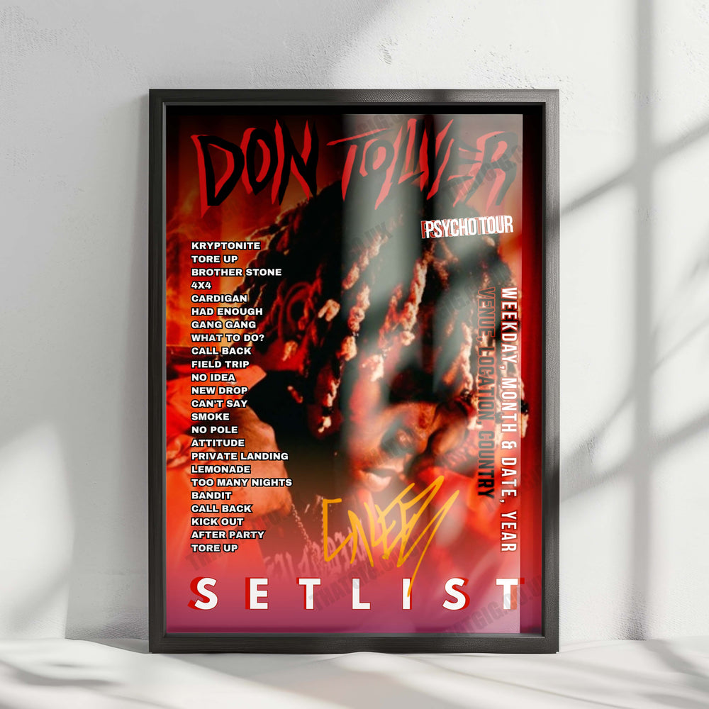 Don Toliver Setlist Poster - Adidas Arena, Paris - May 24th, 2025