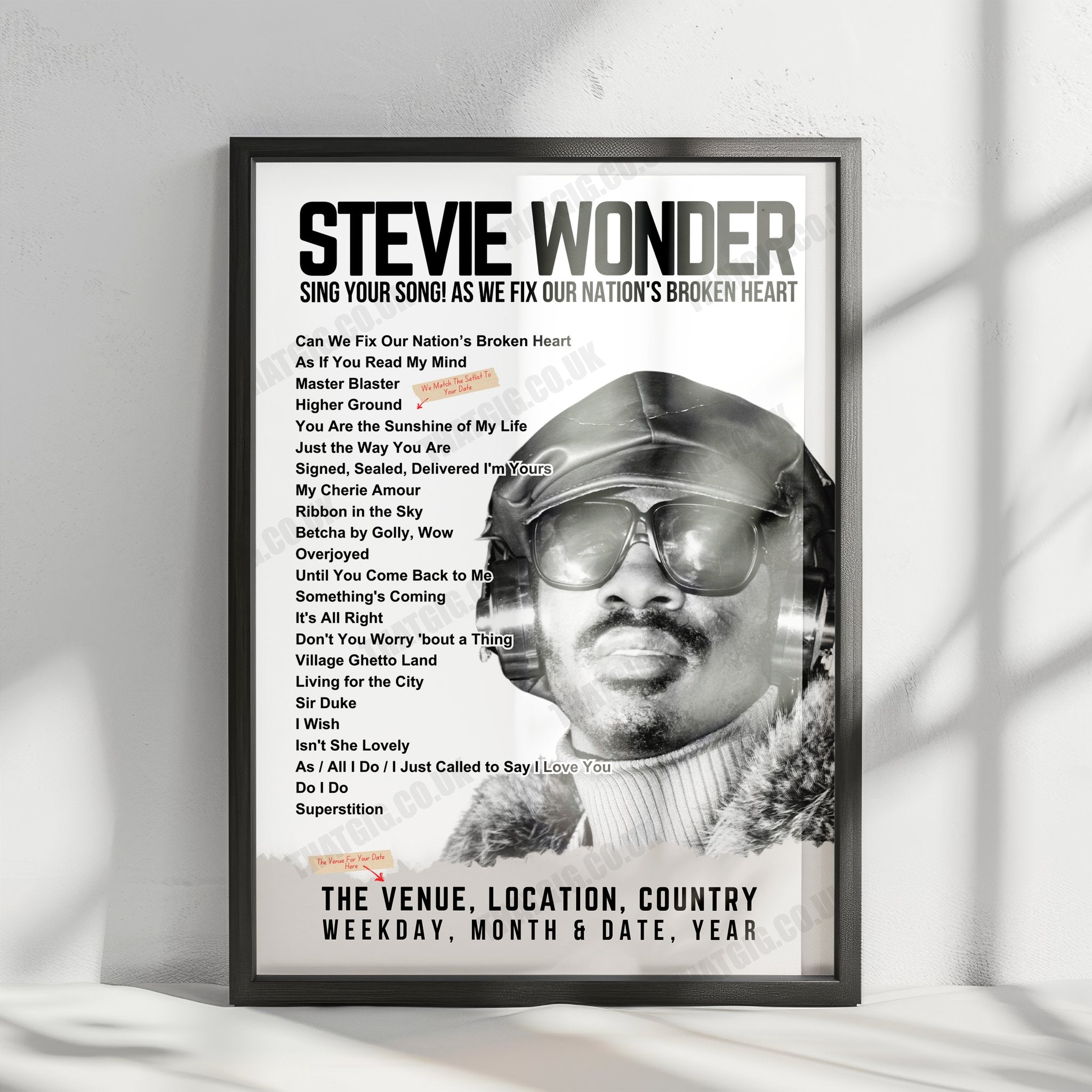 The Wonder Of Stevie Setlist Poster - Borough Hall Godalming - March 16th, 2024