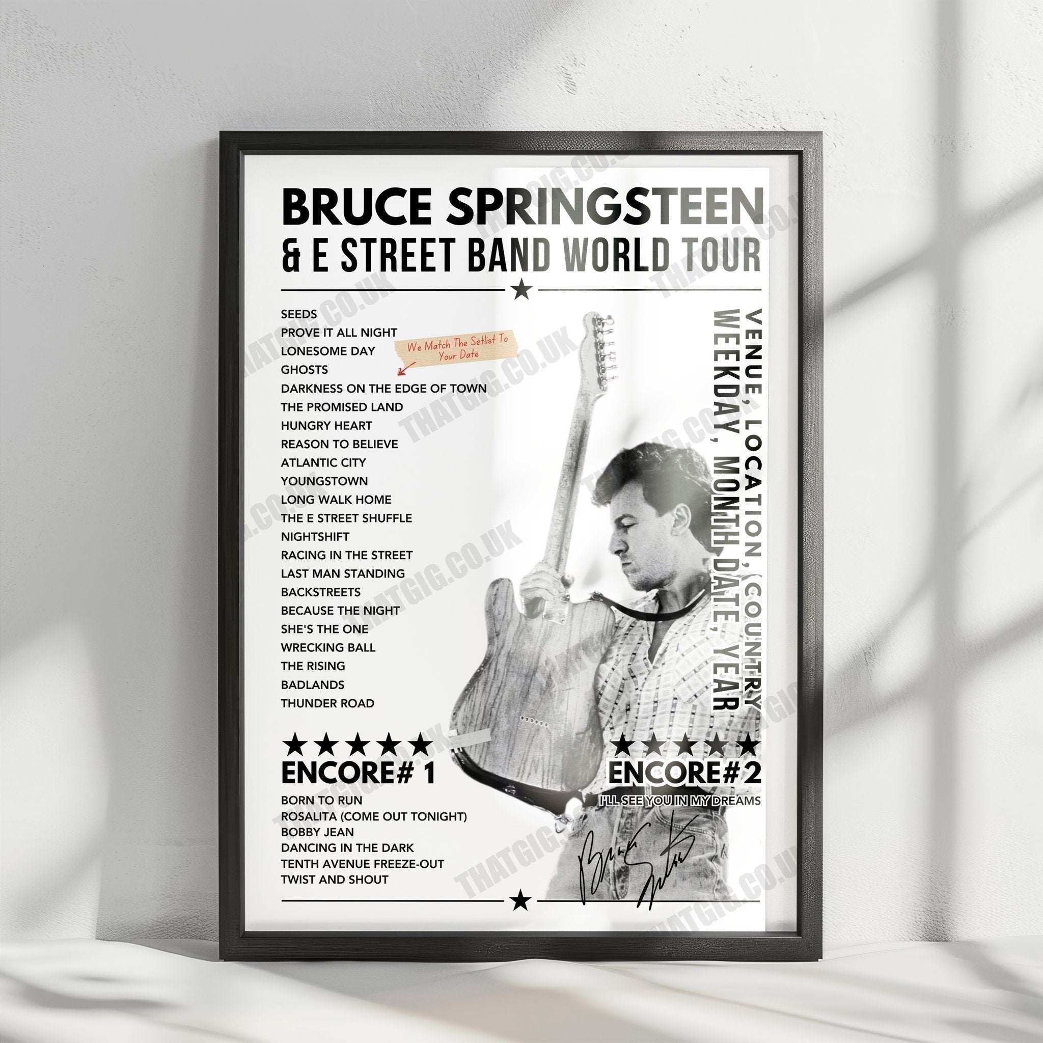 Bruce Springsteen Setlist Poster - Chase Center, San Francisco, USA - March 31st, 2024