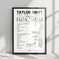 Taylor Swift Setlist Poster - Aviva Stadium, Dublin - June 30th, 2024