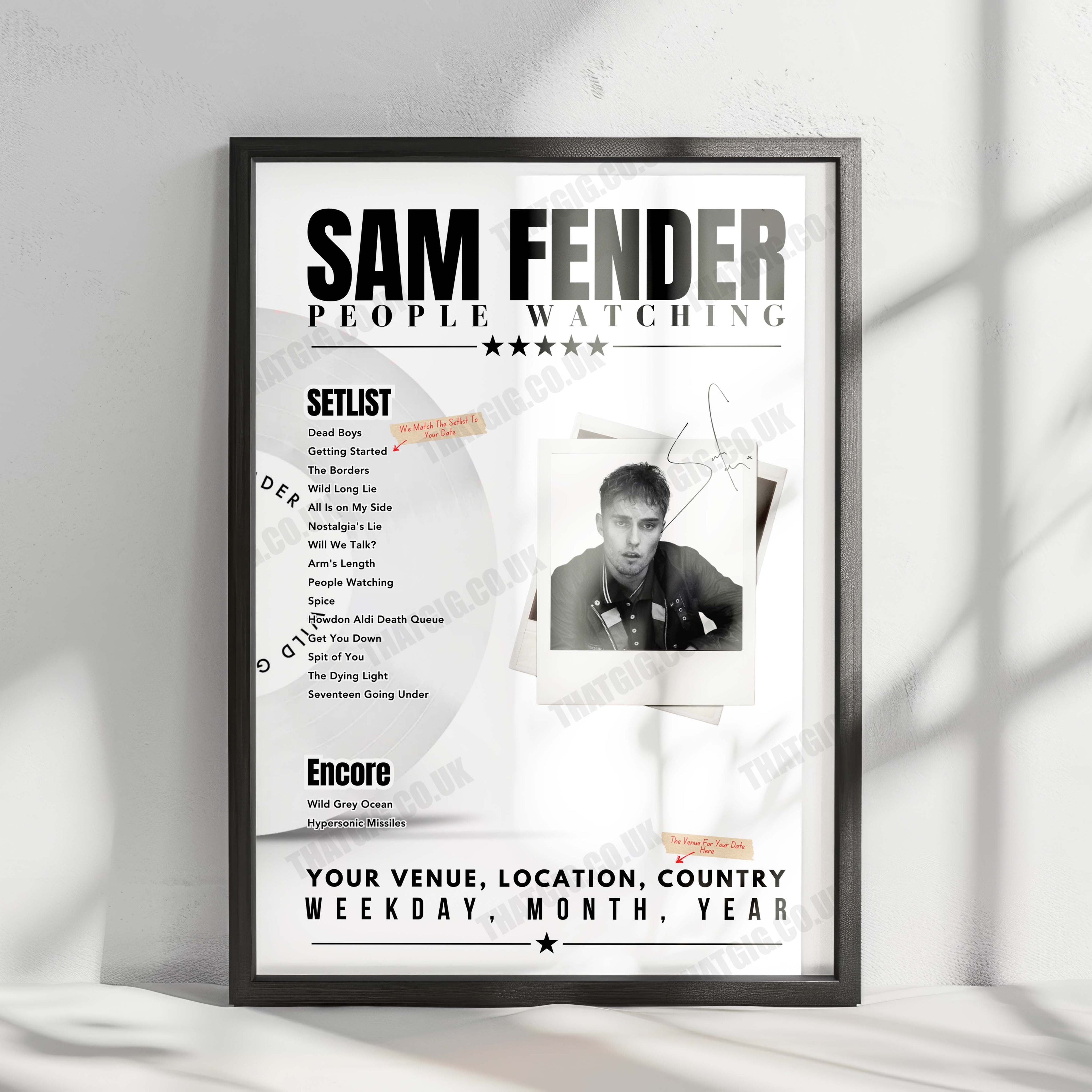 Sam Fender Setlist Poster - First Direct Arena, Leeds - December 4th, 2024