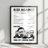 Rise Against Setlist Poster - O2 Academy, Birmingham - November 23rd, 2022