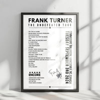 Frank Turner Setlist Poster - Commodore Ballroom, Vancouver - September 3rd, 2024
