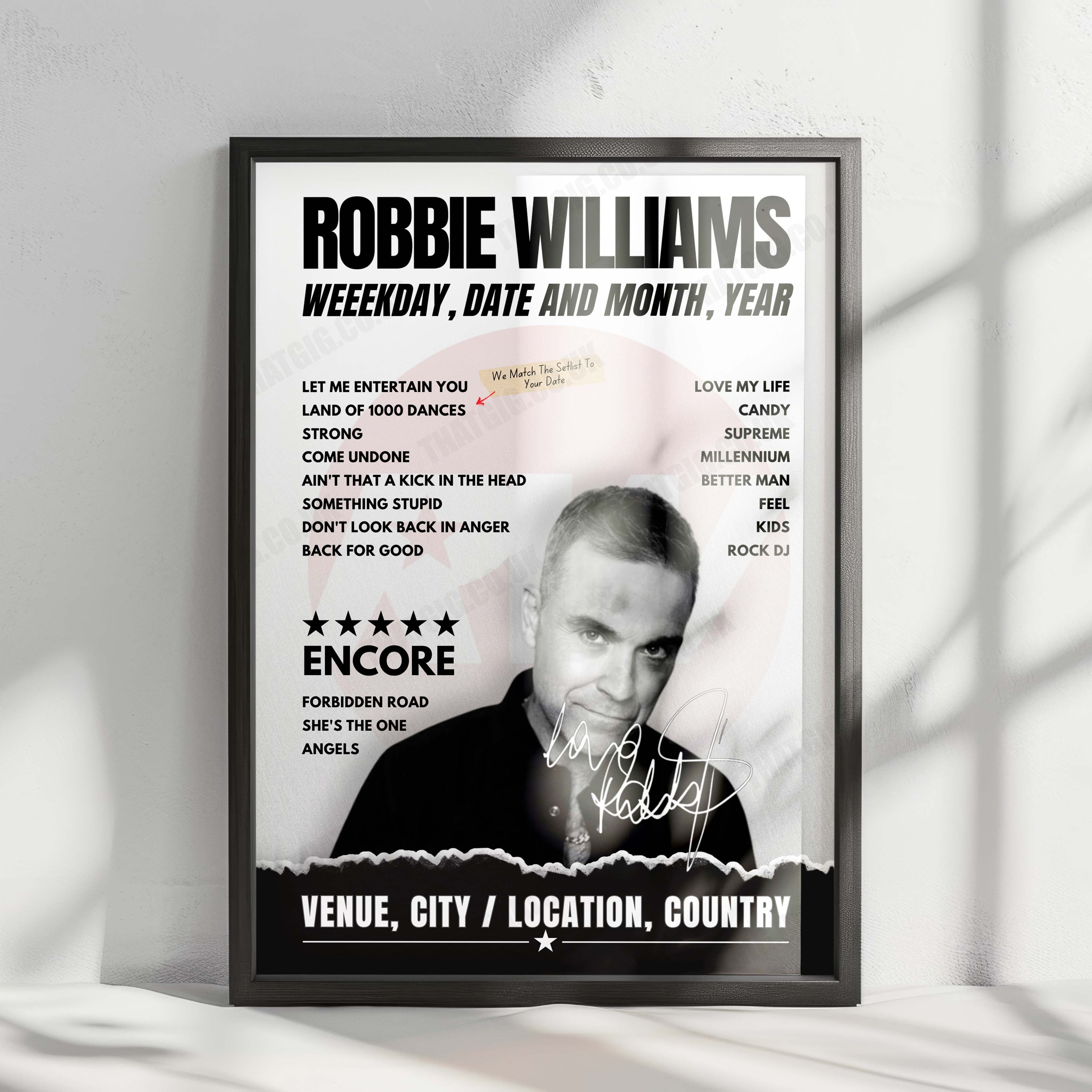 Robbie Williams Setlist Poster - El Hormiguero, Madrid - December 2nd, 2024