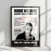 Robbie Williams Setlist Poster - Trabrennbahn Bahrenfeld, Hamburg - August 22nd, 2024