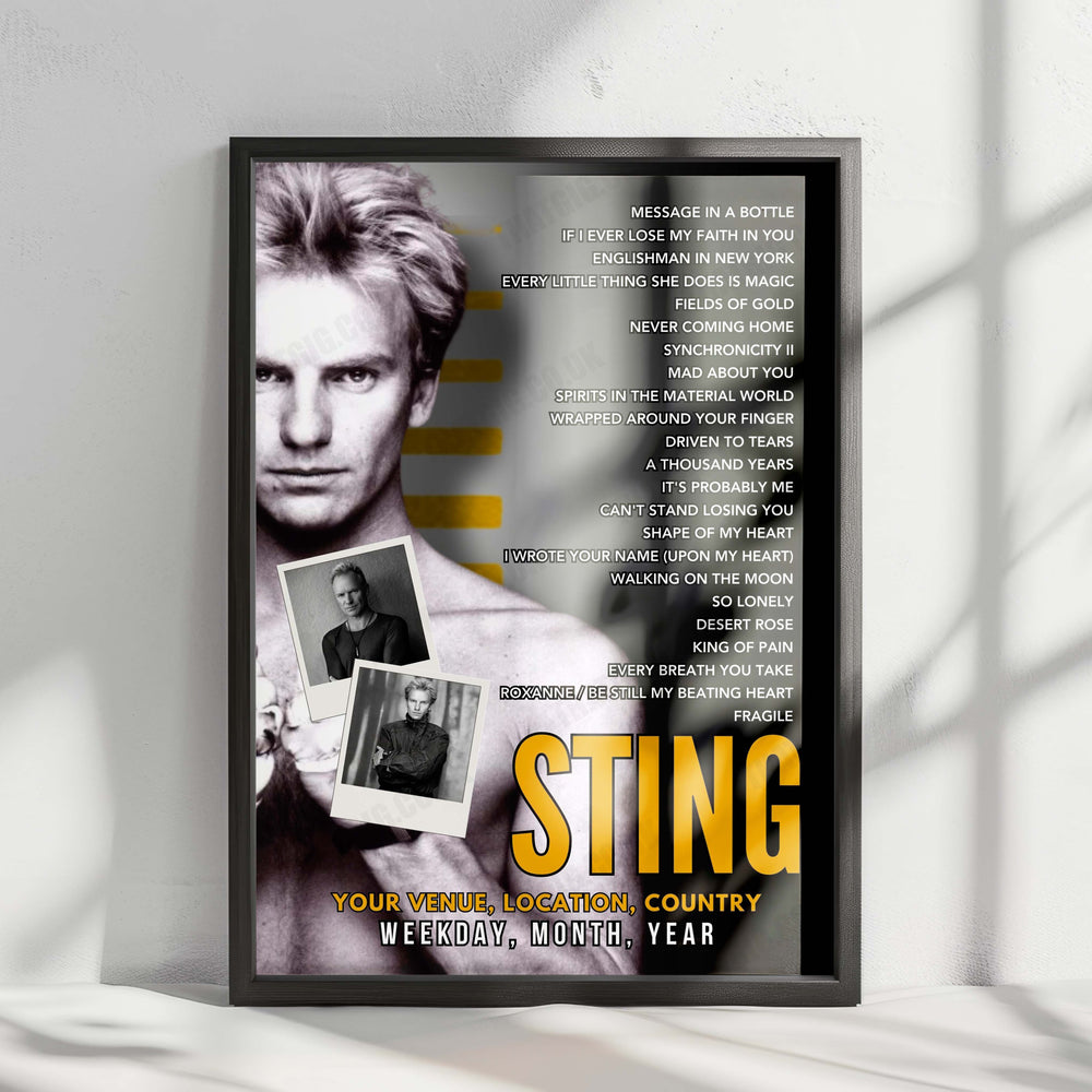 Sting Setlist Poster - SunBet Arena, Pretoria - March 22nd, 2025
