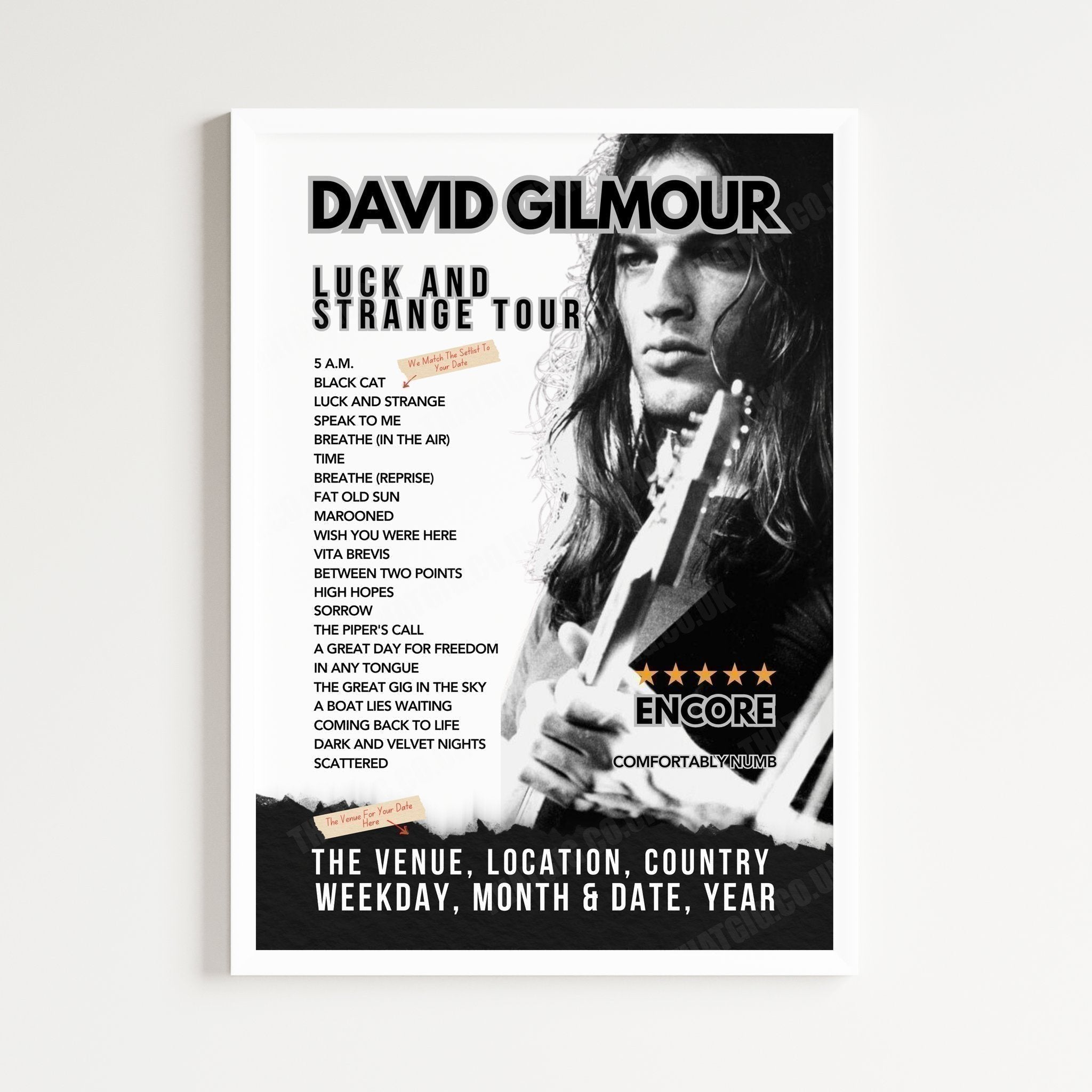 David Gilmour Setlist Poster - Intuit Dome, Inglewood - October 25th, 2024