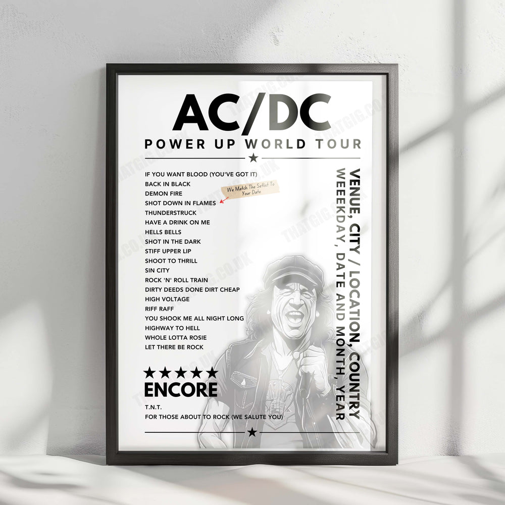 AC/DC Setlist Poster - Save Mart Center, Fresno - September 4th, 2009
