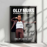 Olly Murs Setlist Poster - Utilita Arena, Newcastle upon Tyne - May 4th, 2025