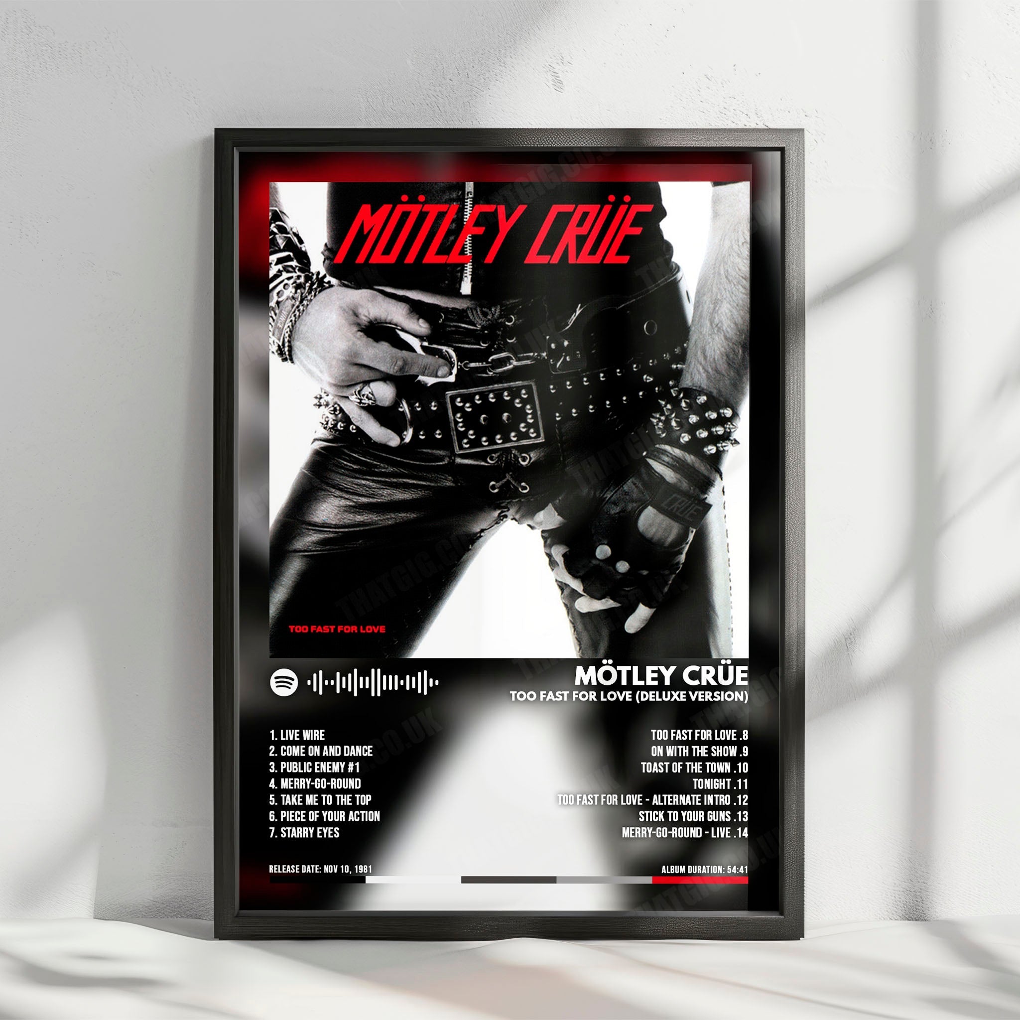 Mötley Crüe - "Too Fast For Love" Album Cover Poster - with Complete Tracklist
