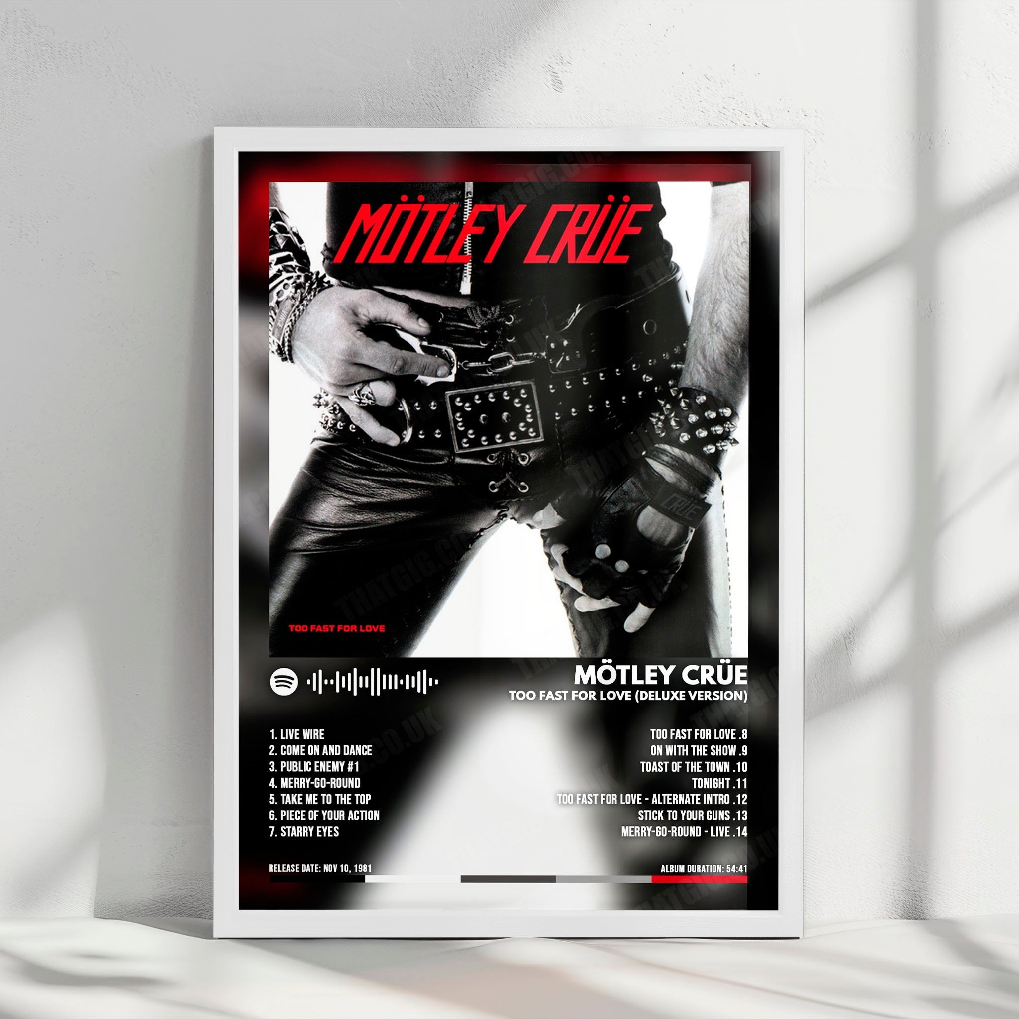 Mötley Crüe - "Too Fast For Love" Album Cover Poster - with Complete Tracklist