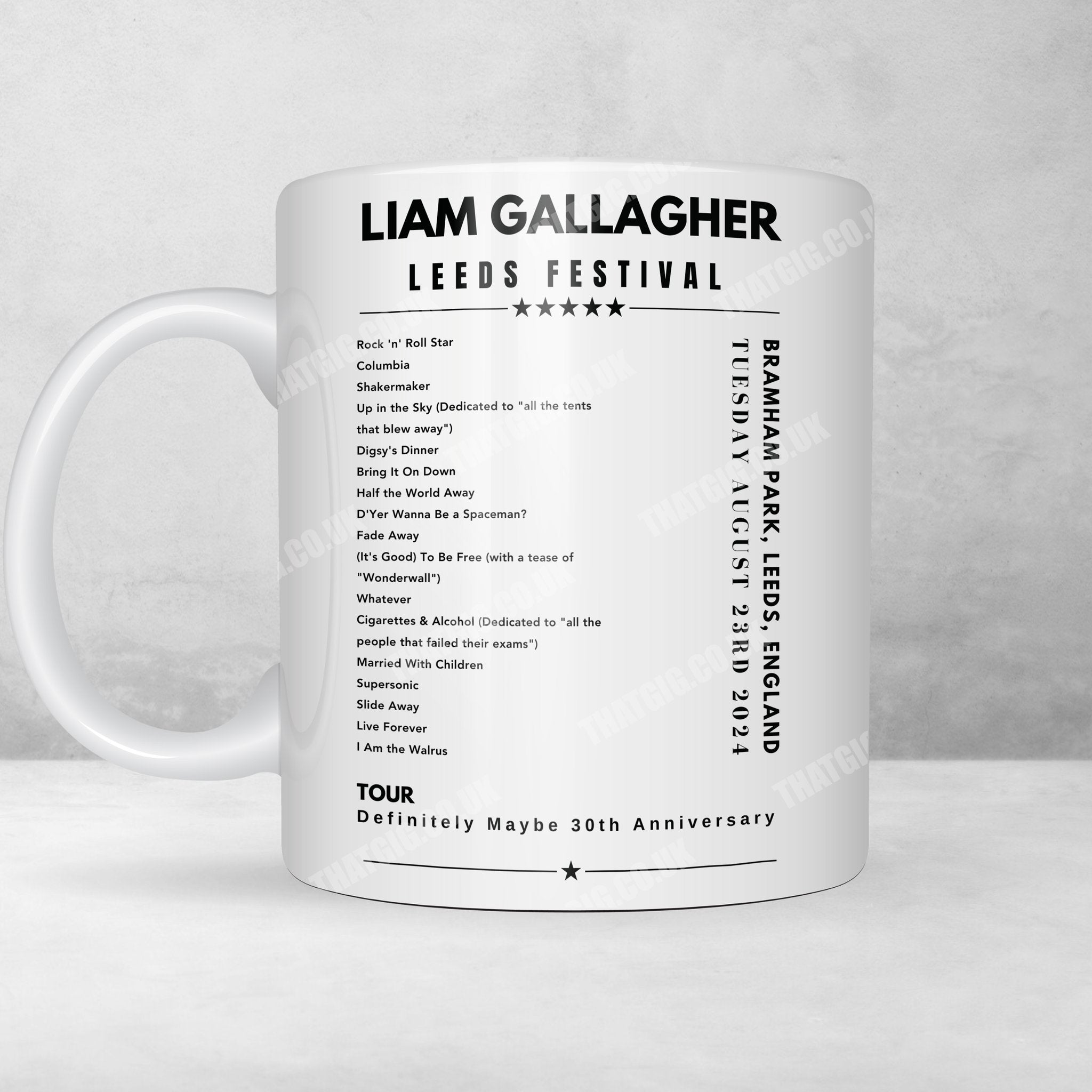 Liam Gallagher Setlist Poster - Leeds Festival - August 23rd, 2024