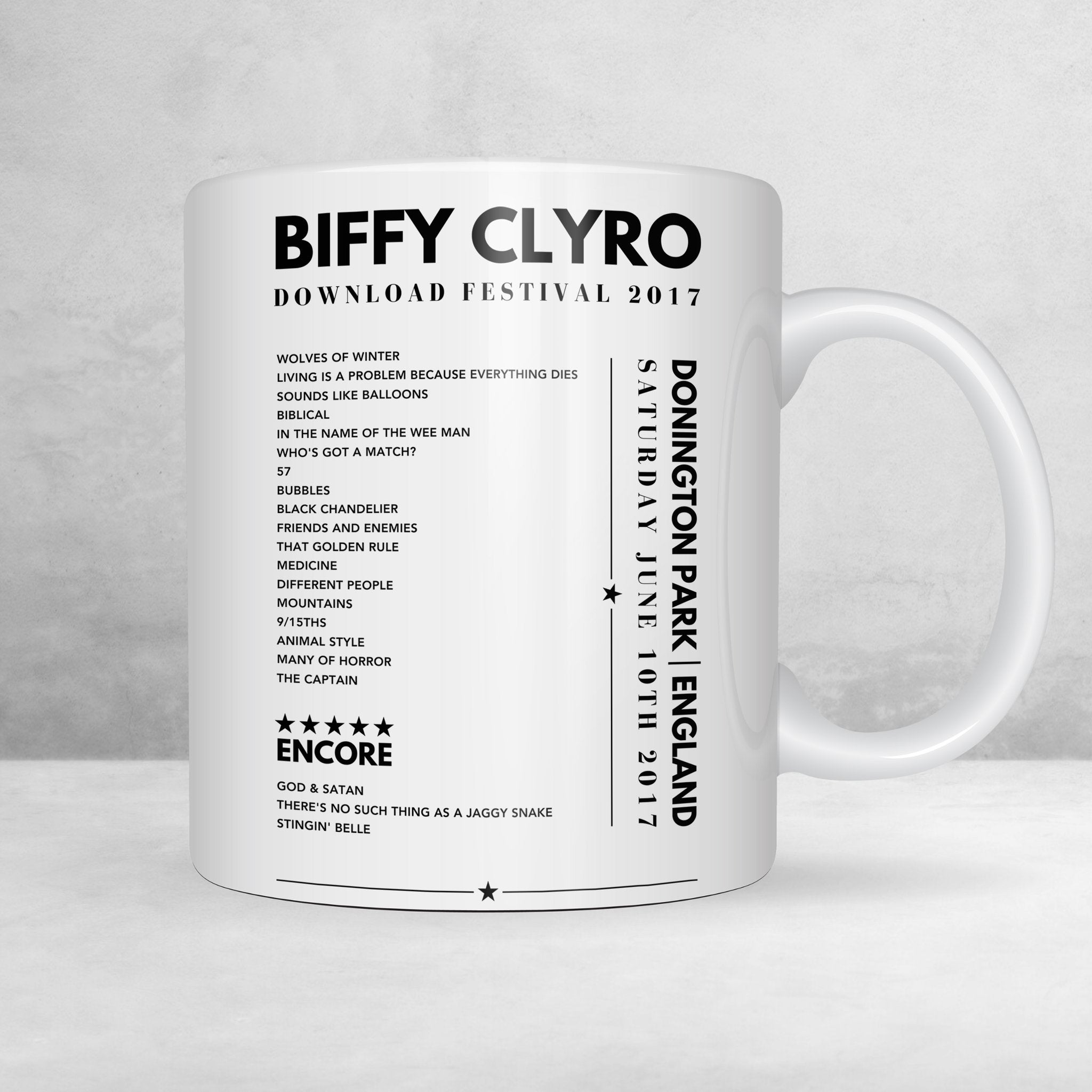 Biffy Clyro Setlist Mug- at Donington Park, Download Festival, England, June 10th, 2023