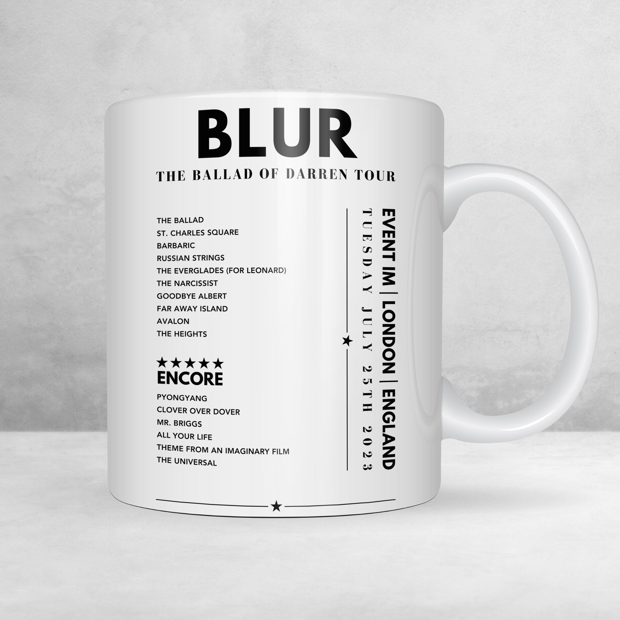 Blur Setlist Mug - Eventim Apollo, London - July 25th, 2023