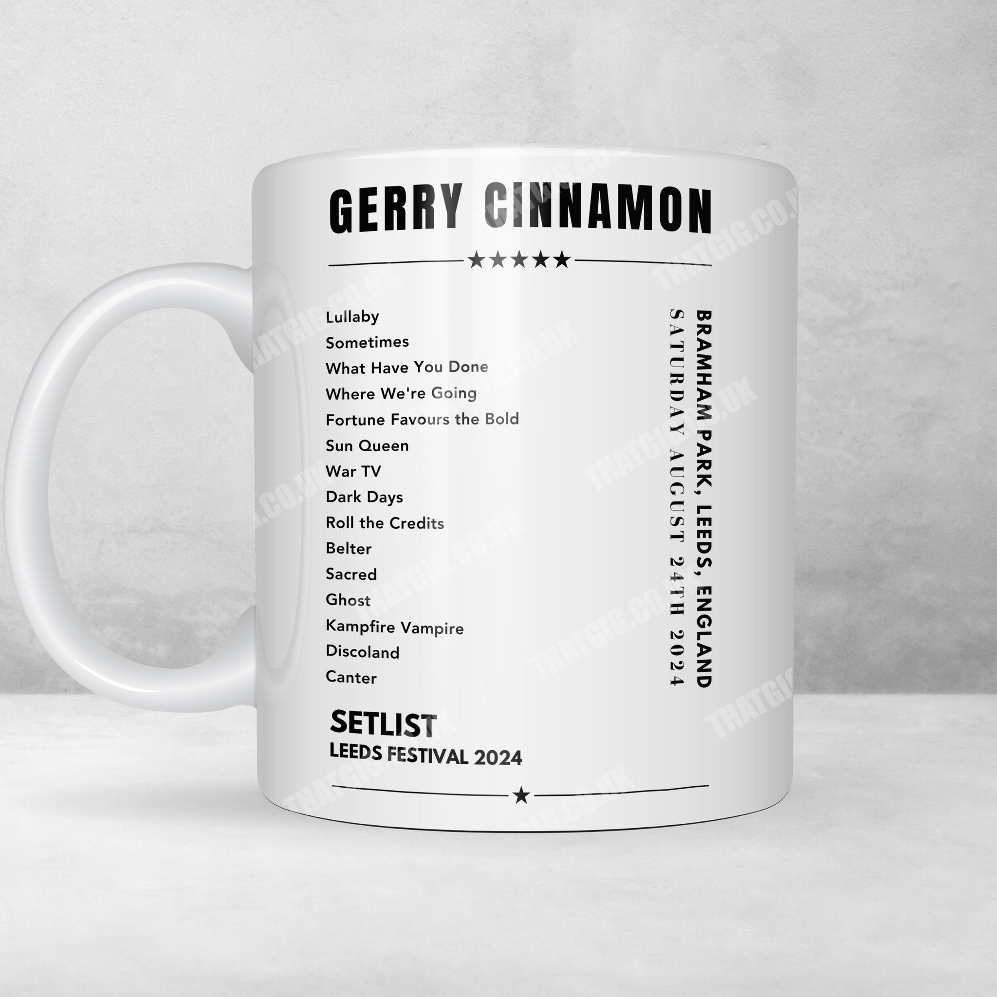 Gerry Cinnamon Setlist Poster - Bramham Park, Leeds Festival - August 24th 2024