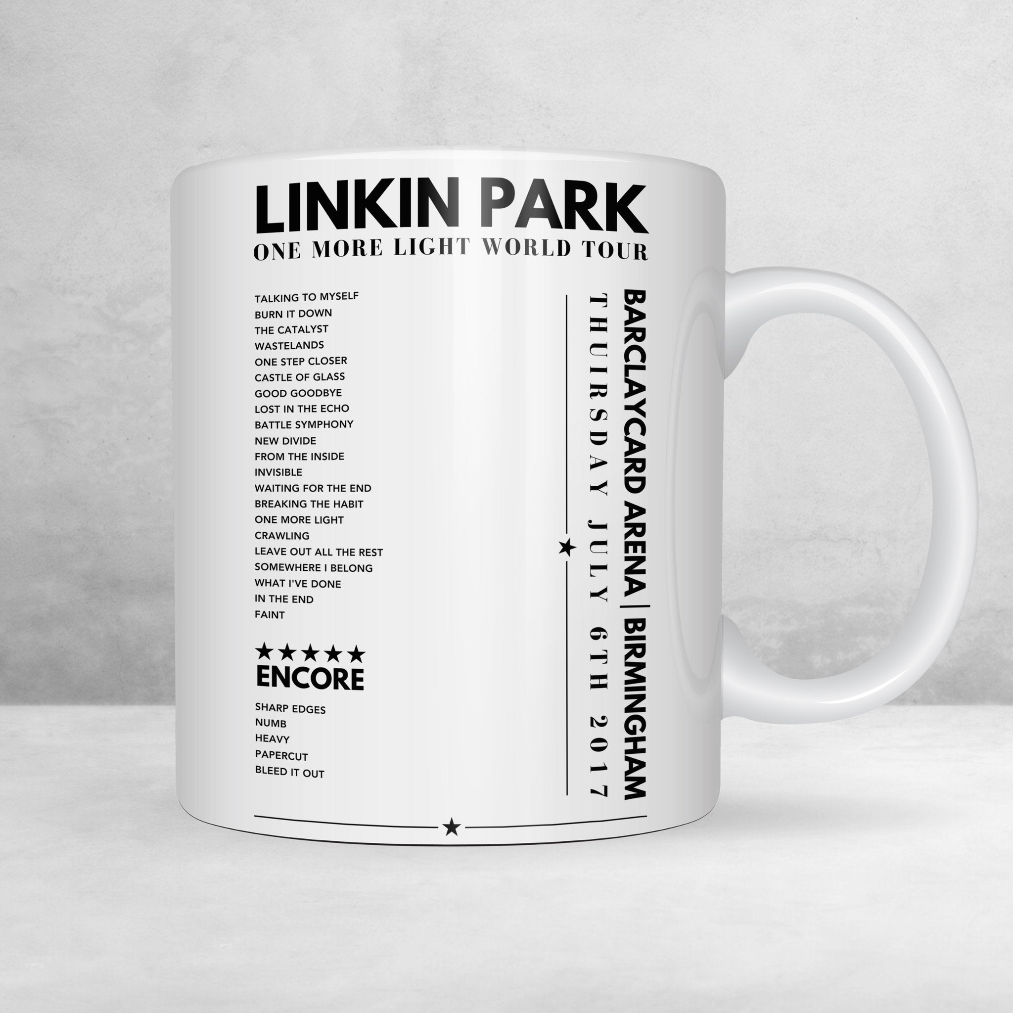 Linkin Park Setlist Mug - Barclaycard Arena, Birmingham - July 6th 2017