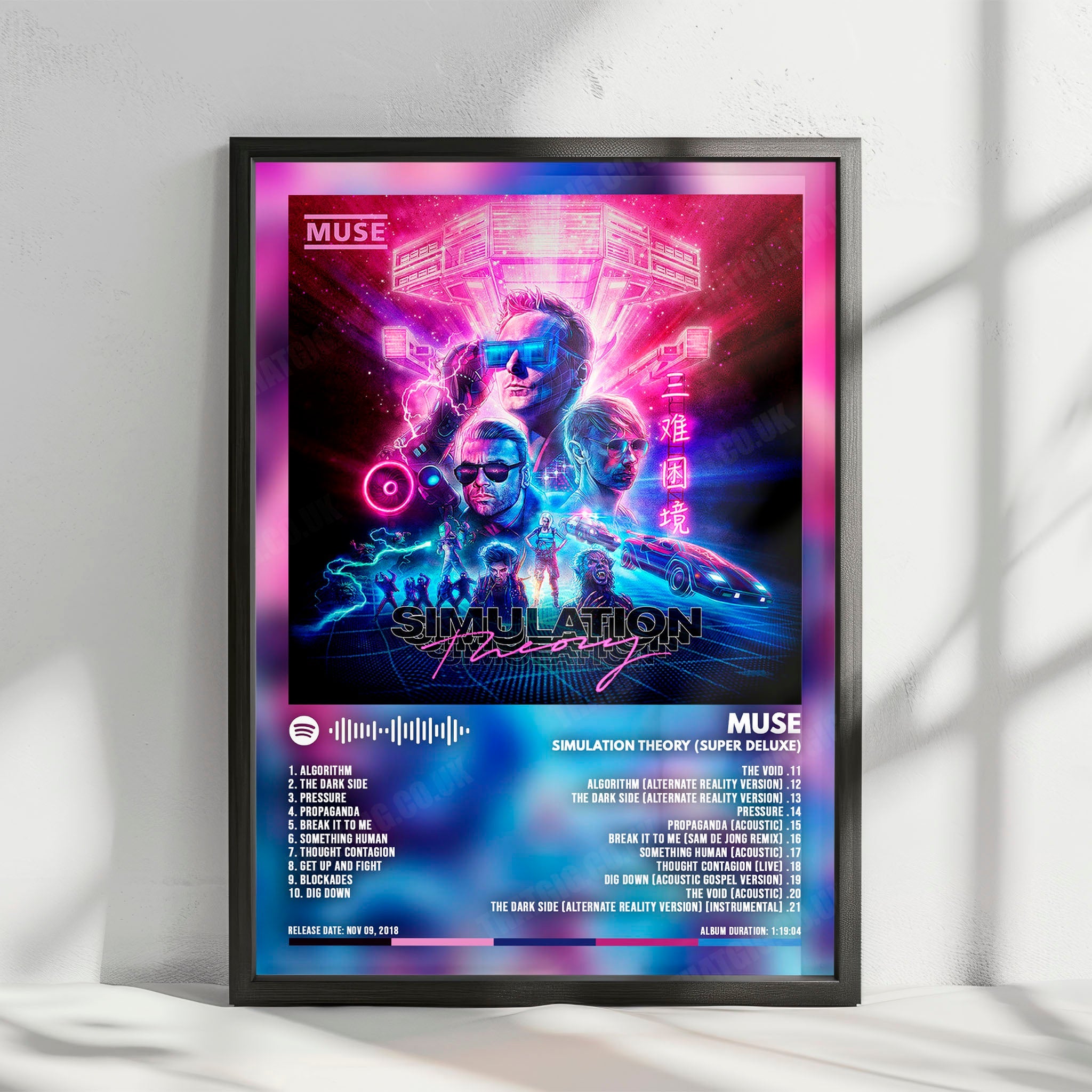 Muse "Simulation Theory" Album Cover Poster - with Complete Tracklist