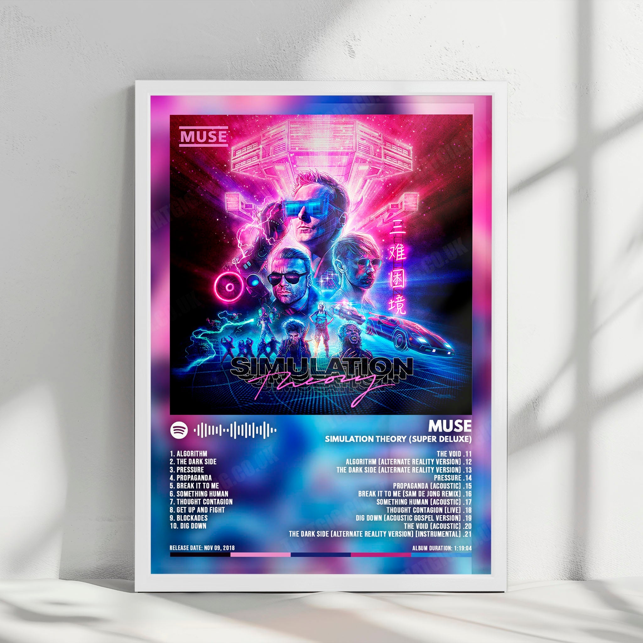 Muse "Simulation Theory" Album Cover Poster - with Complete Tracklist