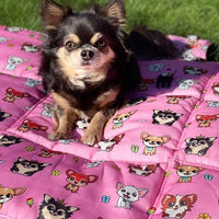 Roll and Go Signature Collection Pink Padded Chihuahua Print Travel Mat by My Chi and Me