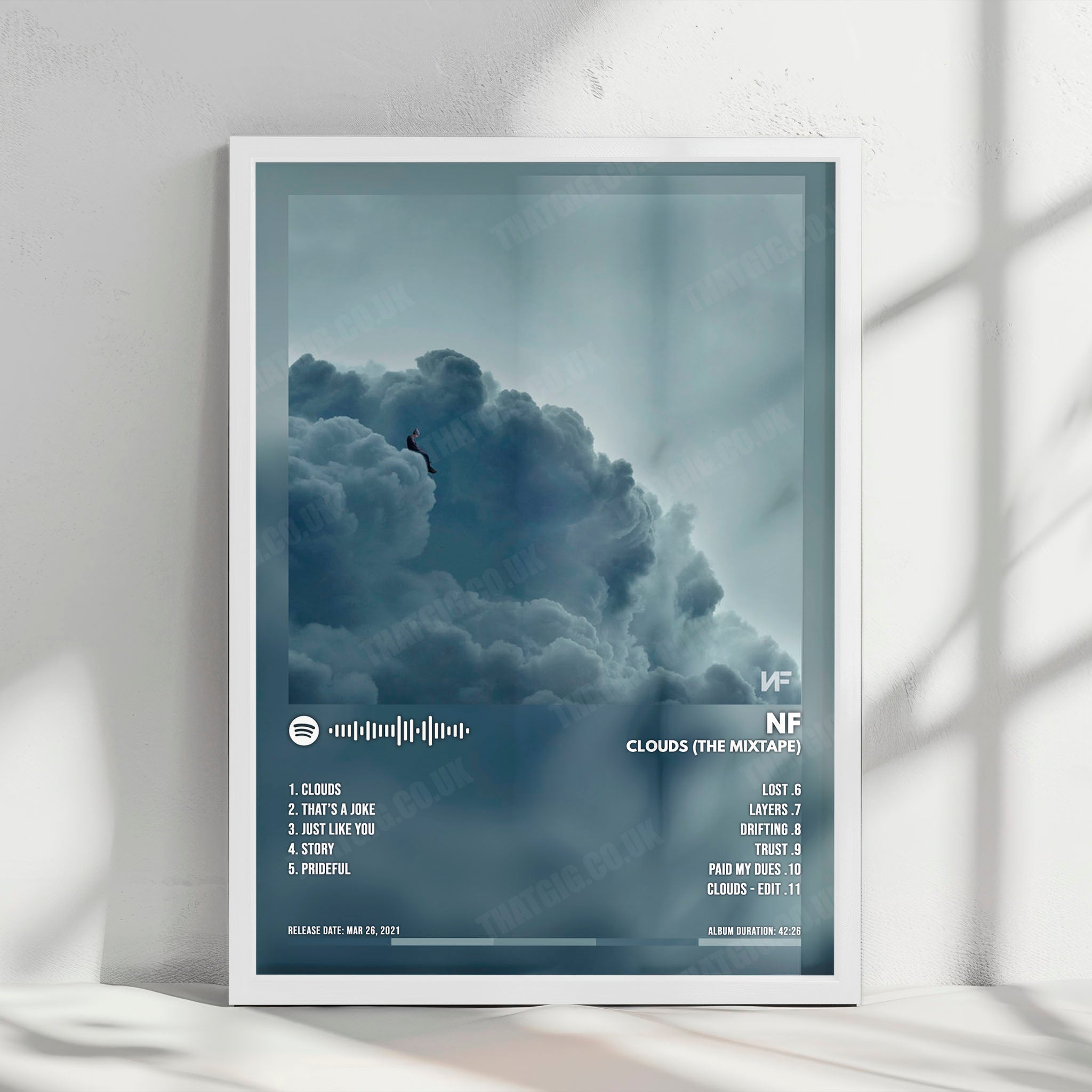 NF "Clouds (The Mixtape)" Album Cover Poster - with Complete Tracklist