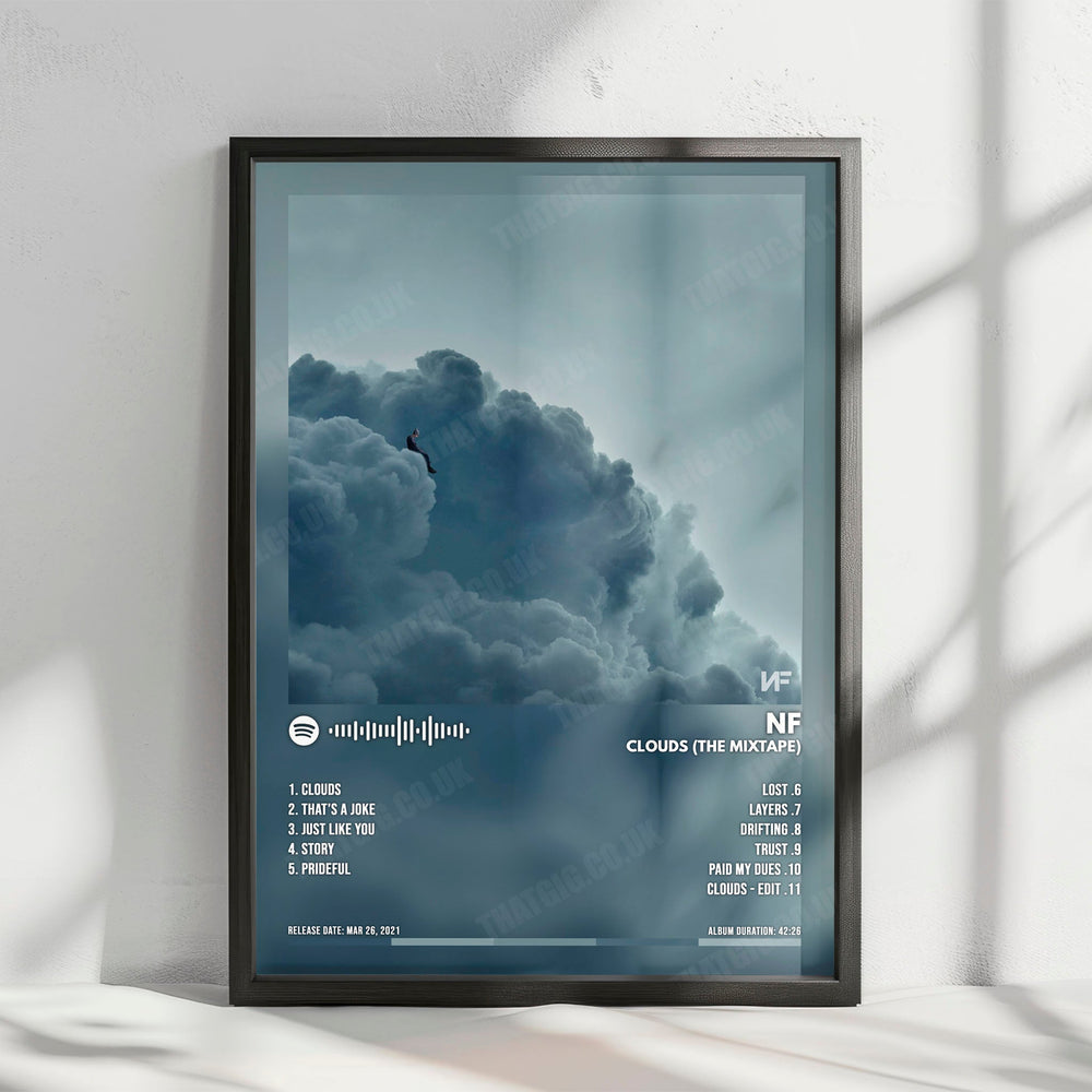 NF "Clouds (The Mixtape)" Album Cover Poster - with Complete Tracklist