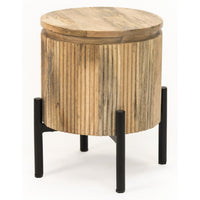 York Solid Wood Bedside Table with Metal Legs