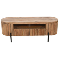York Natural Solid Wood Tv Cabinet With Metal Legs