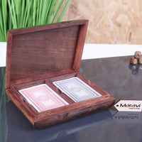 Nadu Double Wooden Playing Card Box with Two Decks of Cards