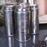 Namak Rustic Wooden Wall Mounted Spice Rack with 12 Vintage Canisters