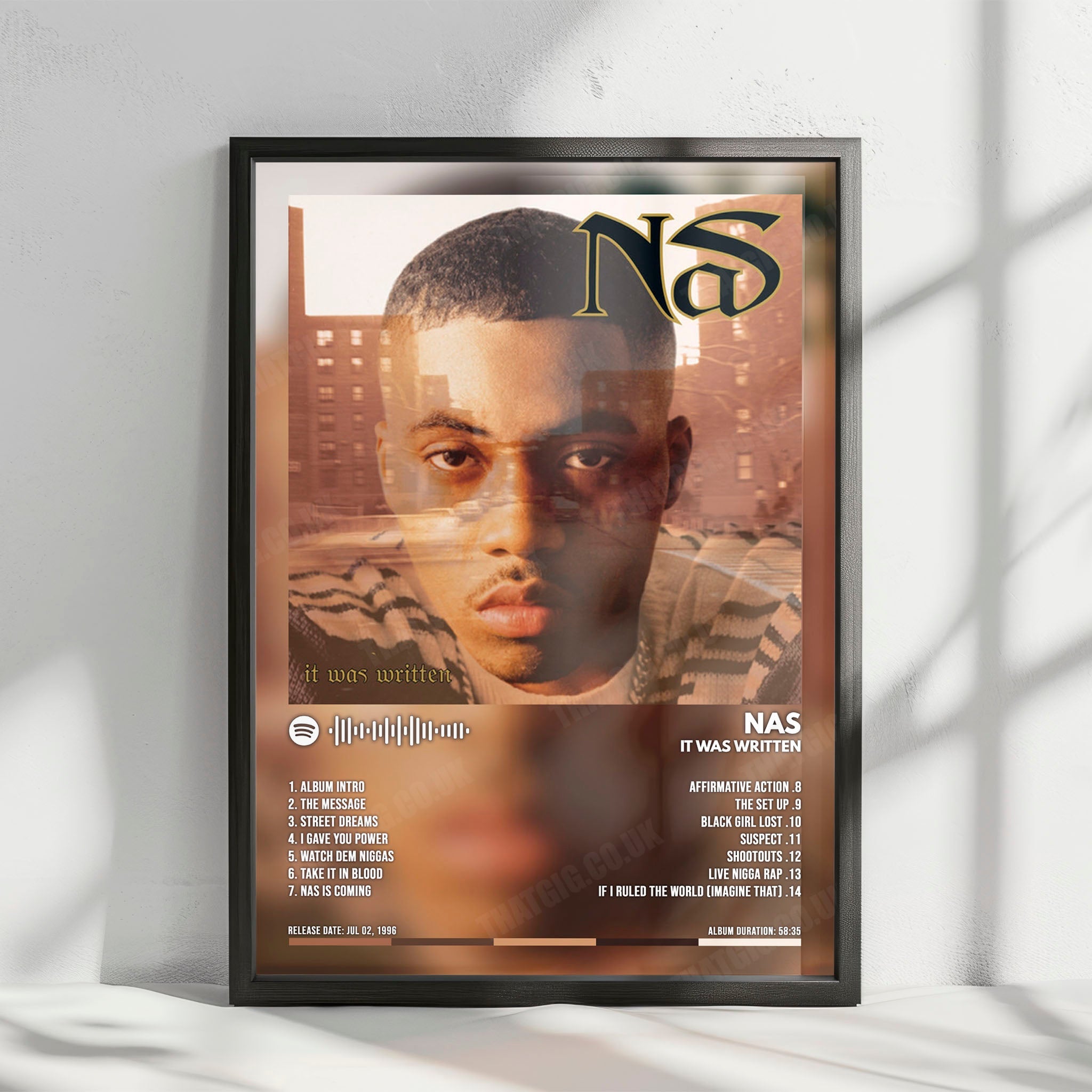 Nas "It Was Written" Album Cover Poster - with Complete Tracklist