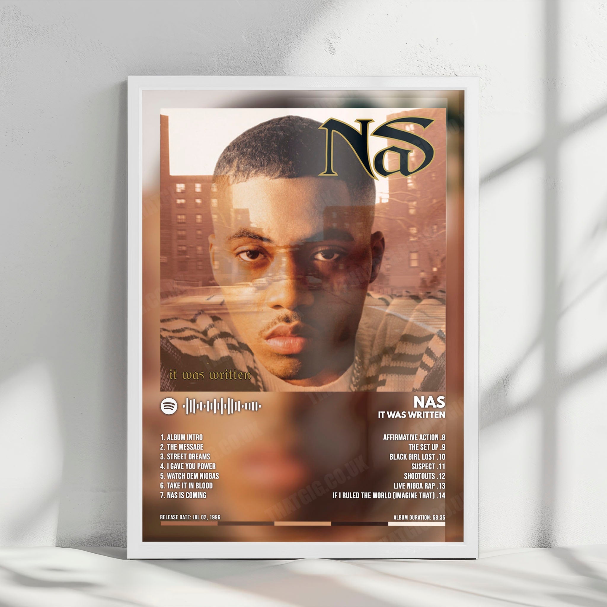 Nas "It Was Written" Album Cover Poster - with Complete Tracklist