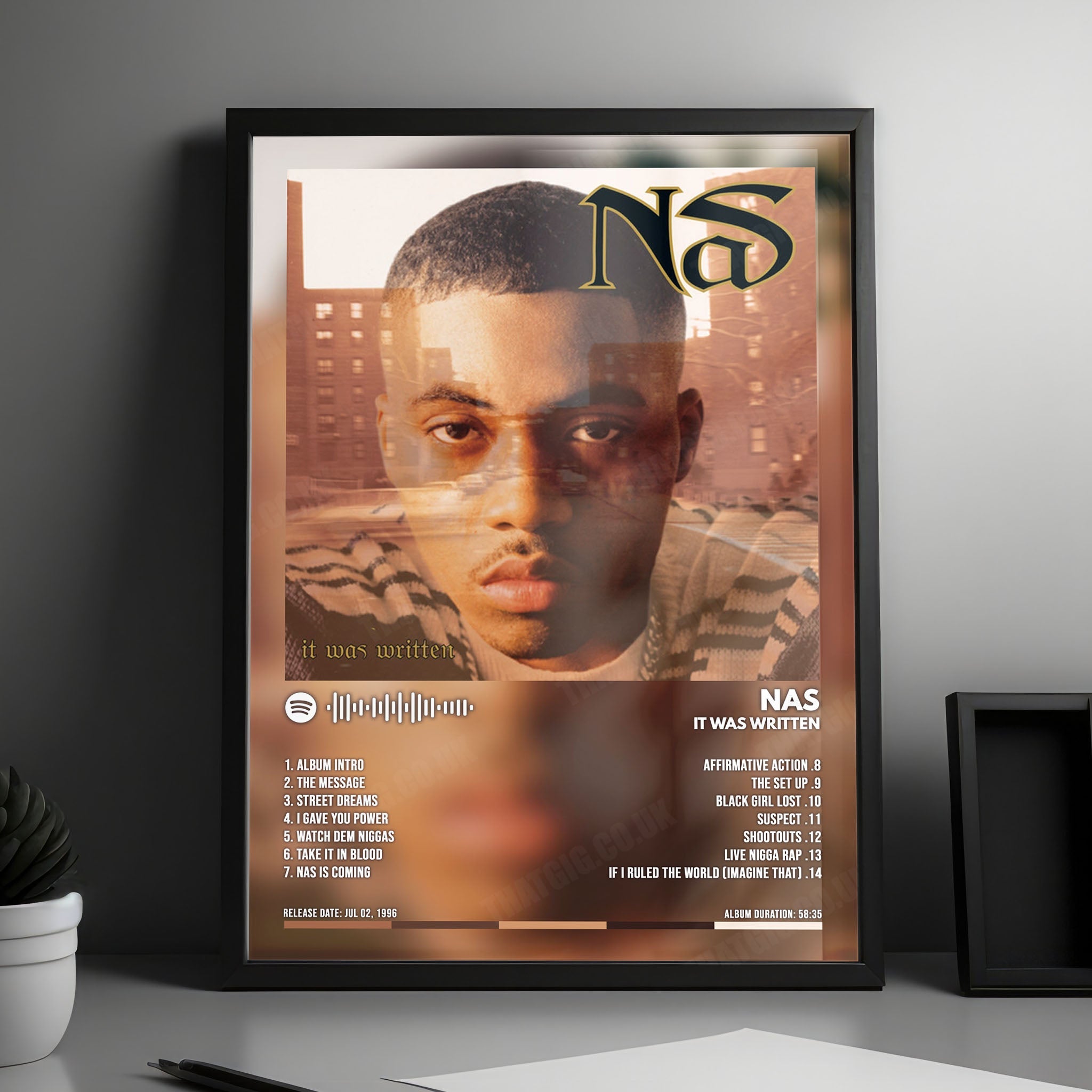 Nas "It Was Written" Album Cover Poster - with Complete Tracklist
