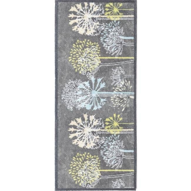 Eco-Washable Floral Design Mat in Grey